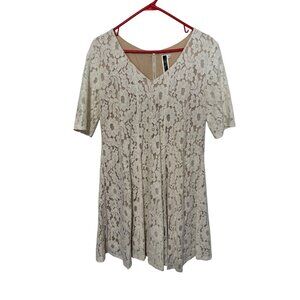 Julian Taylor Dress Cream Lace overlay with Lining Zip Back Womans 14